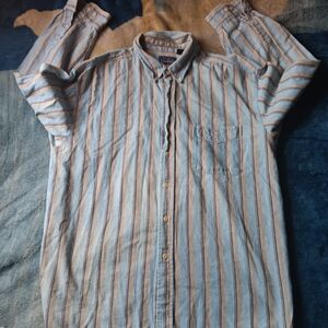 Vintage Basic Edition Striped Button-Up Shirt Denim Size XL